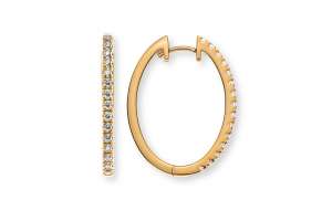 Kreolen Gelbgold 750, oval, 30 Brillanten 0.34ct. H SI