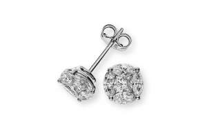 Ohrringe Weissgold 750 mit 8 Marquise Diamanten G VS 0.40ct. und