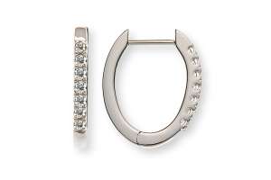 Kreolen Weissgold 750, oval, 14 Brillanten 0.18ct. H SI
