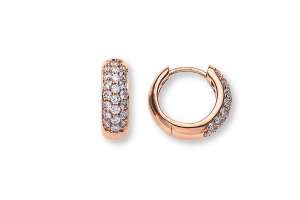 Créoles or rose 750 avec 22 brill/pcs. H SI  totale 0.47ct.