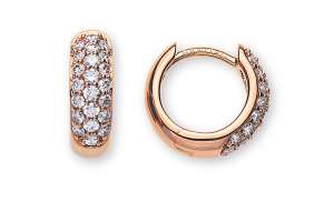 Créoles or rose 750 avec 22 brill/pcs. H SI  totale 0.36ct.