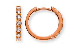 Kreolen mit Scharnier Rotgold 750, 14 Brill. H SI 0.25ct.