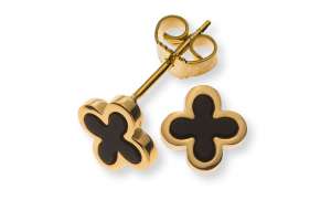 Ohrstecker Gelbgold 750 mit 2 Onyxkreuzen