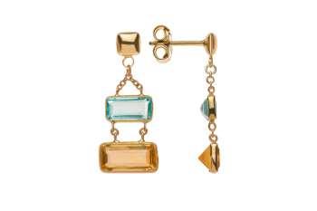 Ohrhänger  Gelbgold 750 mit Blautopas & Citrin