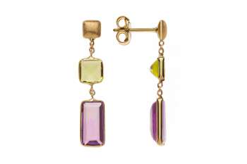 Ohrhänger  Gelbgold 750 mit Amethyst & Peridot