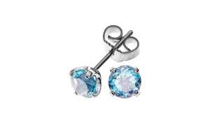 Boucles d´oreilles or gris 750 avec 2 swiss topaz totale 1.24ct. 4-griffes