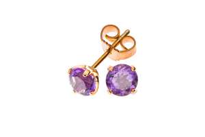 Ohrringe Rotgold 750 mit 2 AmethystenTotal 1.05ct. 4-Griff