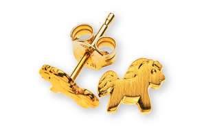 Ohrstecker Pferd Gelbgold 750 gesandelt