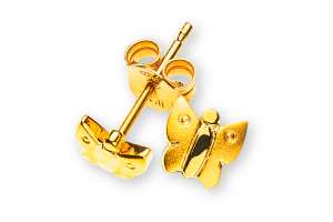 Clous d´oreilles papillons or jaune 750