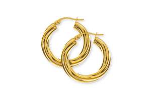 Kreolen Gelbgold 750, Runddraht D: 23mm B: 4mm, gedreht