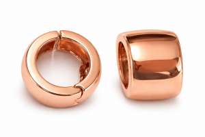 Kreolen Clip Rotgold 750, flach, breit, Handarbeit