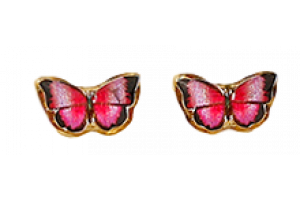 Ohrringe Gelbgold 375 Schmetterling pinkfarben Harz