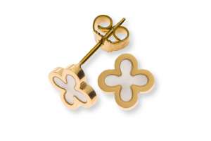 Ohrstecker Gelbgold 750 mit 2 Perlmuttkreuzen
