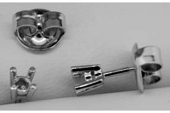 Solitär Ohrstecker 4-Griff-Fassung Rohling Weissgold 750