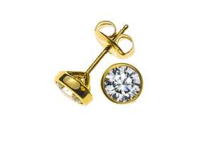 Solitär Ohrstecker Zargen-Fassung Gelbgold 750 0.75ct.