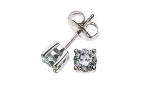 Clous d´oreilles solitaires 4-griffes or gris 750 0.50 ct. avec