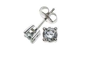 Clous d´oreilles solitaires 4-griffes or gris 750 0.76ct. avec