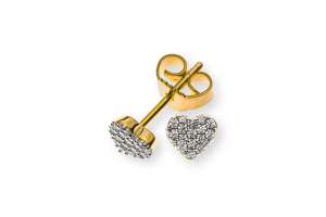 Ohrstecker Herz pavé Gelbgold 375 mit 30 weissen Zirkonias 6x6mm