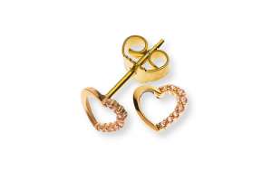 Ohrstecker Herz offen Gelbgold 375 mit pink Zirkonias