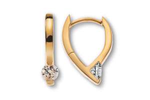 Kreolen oval mit Scharnier Gelbgold 375, mit 2 weissen Zirkonias