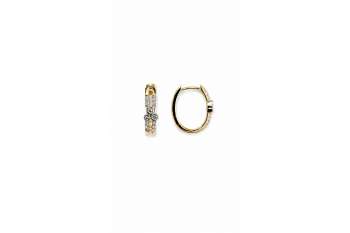 Kreolen oval mit Scharnier Gelbgold 375, 12x2mm mit 18 weissen Zirkonias