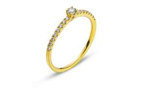 Ring Gelbgold 750 16 Brillanten H SI Total 0.15ct. & 1 Brillant H SI 0.10ct.