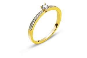 Ring Gelbgold 750 mit 18 Brillanten H SI Tot. 0.11ct. & 1 Brillant H SI 0.25ct.