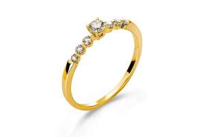 Ring Gelbgold 750 mit 6 Brillanten H SI Tot. 0.13ct. & 1 Brillant H SI 0.12ct.