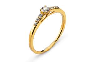 Ring Gelbgold 750 mit 6 Brillanten H SI Tot. 0.11ct. & 1 Brillant H SI 0.13ct.