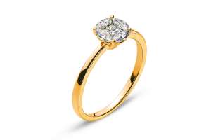 Ring Gelbgold 750 mit 4 Marquise Diamanten G VS 0.37ct. & 1 Princess Diamant
