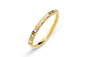Rivère-Ring Gelbgold 750 mit 7 Baguette Diamanten H SI 0.23ct.