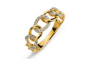 Ring ´Panzer´ Gelbgold 750 mit 30 Brillanten H SI 0.16ct.