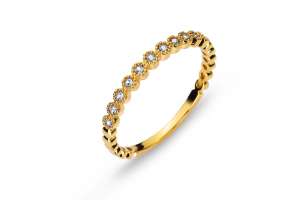 Bague or jaune 750, avec 11 brillants 0.11ct. H SI