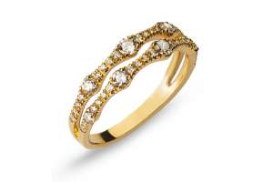 Bague en or jaune 750 à double anneau avec espace central