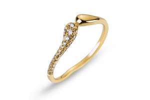 Bague en or jaune 750, avec 34 brillants 0.21ct.