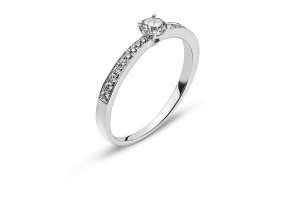 Bague or gris 750 avec 18 brillants H SI tot. 0.11ct. & 1 brillant H SI 0.23ct