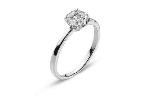 Ring Weissgold 750 mit 4 Marquise Diamanten G VS 0.37ct. & 1 Princess Diamant