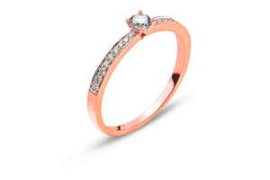 Ring Rotgold 750 mit 18 Brillanten H SI Tot. 0.10ct. & 1 Brillant H SI 0.15ct.