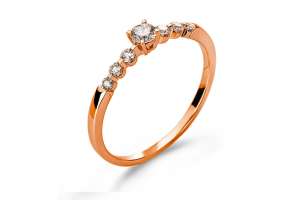 Ring Rotgold 750 mit 6 Brillanten H SI Tot. 0.13ct. & 1 Brillant H SI 0.14ct.