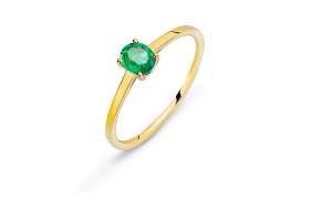 Bague or jaune 750 avec émeraude 0.33ct.