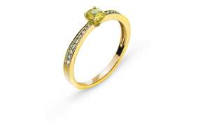 Bague or jaune 750 avec 18 brillants H SI tot. 0.11ct. & 1 saphir jaune 0.35ct