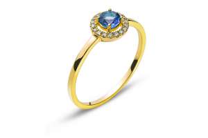 Bague or jaune 750 avec 1 saphir ronde 0.39ct. et