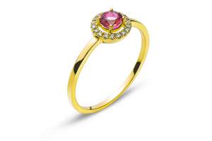 Ring Gelbgold 750 mit rundem Rubin 0.31ct. und