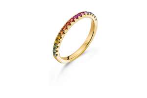 ´Rainbow´ Ring Gelbgold 750 mit 17 runden Saphiren 0.42ct.