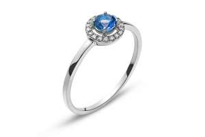 Ring Weissgold 750 mit rundem Safir 0.32ct. und