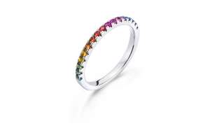 ´Rainbow´ Ring Weissgold 750 mit 17 runden Saphiren 0.42ct.