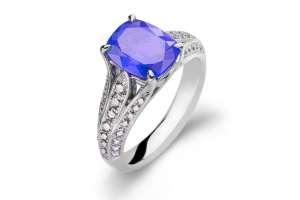 Ring Weissgold 750 mit 1 Tansanit 3.06ct.