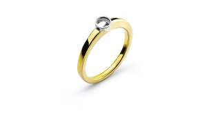 Solitär Ring Zargen-Fassung Rohling Gelbgold 750 für 0.10ct.