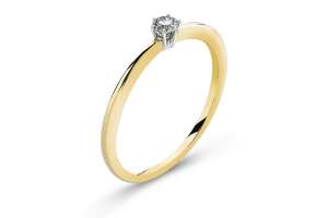 Solitär Ring 6-Griff Gelbgold 750 H SI 0.15ct.