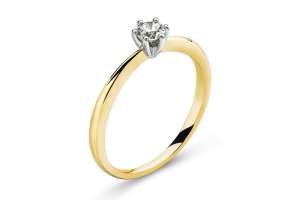 Solitär Ring 6-Griff Gelbgold 750 H SI 0.25ct.